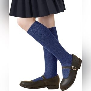 Girls Knee High Socks/Cable Knit/Ribbed School Uniform Socks 3 Pack